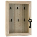 Schlüsselkasten KEYBOX, B 19,5 cm, H 26 cm, Braun, MDF, (1 St), Holz mit Aufschrift, mit 6 Haken braun