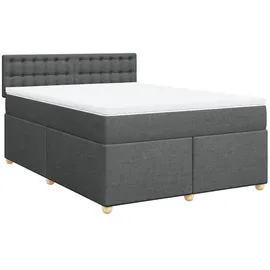 vidaXL Boxspringbett mit Matratze Dunkelgrau 140x200 cm Stoff