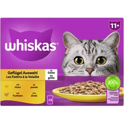 Whiskas 11+ Geflügel Auswahl Gelee Multipack 12 x 85 Gramm Katzennassfutter