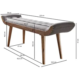 Wohnling Sitzbank WL6.013 Grau 125 x 51 x 38 cm
