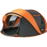 Zelt Pop up Wurfzelt Wasserdicht Schwarz & Orange (5-8 Personen)