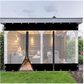 Pergola Seitenteile Transparente Planen Wasserdicht mit Reißverschlusstür Außenvorhang for Veranda, Pavillons, Camping POCHY(1.2x2m/3.9x6.5ft)