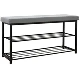 Dune Design Schuhregal 96x32,5x51cm Schuhbank Offener Schuhschrank Schuh Regal Sitzbank Grau