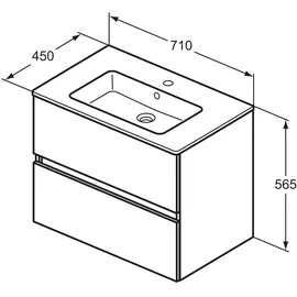 Ideal Standard Waschbeckenunterschrank 2 Auszüge 71 x 45 x 56,5 cm Hamilton Eiche