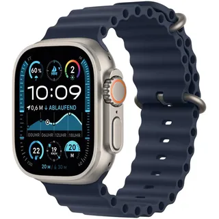 Apple Watch Ultra 2 GPS + Cellular 49 mm Titangehäuse natur, Ocean Armband marine
