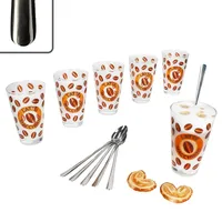 12tlg Latte Macchiato Set - 6x CREMONA Gläser orange + 6x STYLE ART Latte Macchiato Löffel - 0806137 & 747-310