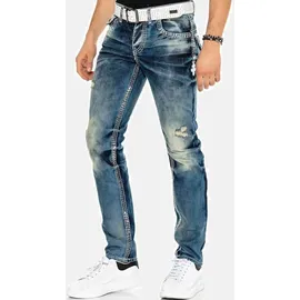 Cipo & Baxx "Jeans", Herren, Gr. 33, Länge 34, blau, 100% Baumwolle, unifarben, regular fit lang, Jeans 5-Pocket-Jeans, in Straight-Fit, CD-149