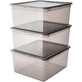 keeeper Aufbewahrungsboxen mit Air Control System, 3-teiliges Set, 3 x 18 l, Bea, Transparent