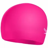 Speedo Plain Moulded Silicone Swimming Cap | Dry Hair | Kids Swim, Pink/Pink, One Size