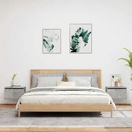 vidaXL Wand-Nachttische mit LED-Leuchten 2 Stk. Betongrau