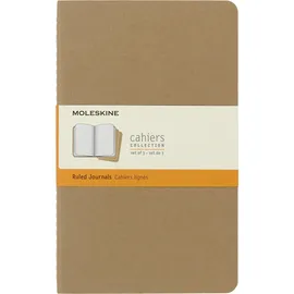 Moleskine Notizbuch Cahier 3er Set Large 13 x 21 cm Liniert Kraftbraun