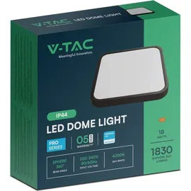 V-Tac Deckenleuchte Kunststoff 250 mm 18 W 1830 lm IP44 schwarz