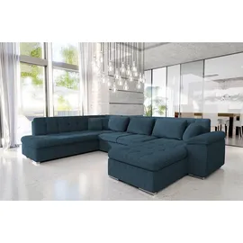 Mirjan24 Ecksofa Niko Bis Cord, Polsterecke mit Bettkasten und Schlaffunktion, Sofa, Polstergarnitur (Farbe: Poso 5, Seite: Rechts) - Blau