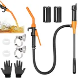 Herbst Elektrische Transferpumpe Benzinpumpe für Kanister mit Handschuhe, Elektrische Umfüllpumpe Akku Tragbare Ölpumpe 2.4 GPM (9 L/min) für Auto Motorrad zum Benzin Diesel Kraftstoffe