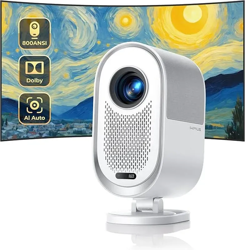 iWimius K11 Heimkino Projektor, Autofokus, Unterstützt 1080P & 4K, Dolby Audio, Integrierte 20 W Lautsprecher, WiFi 6, Bluetooth, HDMI ARC, Smart Film Projektor für Heimunterhaltung (Weiß)