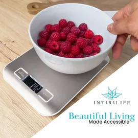 Intirilife Küchenwaage SILBER - 5kg Elektronische Waage für die Küche mit Tara Funktion – Gr.: onesize