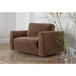 Sessel ANDAS "Hobro Loungesessel", braun, B:109cm H:60cm T:102cm, Luxus-Microfaser Lederoptik (100% Polyester), Struktur grob (100% Polyester), Samtoptik (100% Polyester), Sessel, Polstersessel, in 3 Bezugsqualitäten in vielen Farben, Design by Morten Georgsen