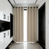 WUXXIANG Thermovorhang 45 x 190 cm Kälteschutz, Hitzeschutz, Blickdicht, Modern, Wunderschön, Weich, Dicker, mit Ösen Thermo Gardinen für Schlafzimmer, Arbeitszimmer, Beige