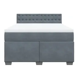 vidaXL Boxspringbett mit Matratze Dunkelgrau 160x200 cm Samt