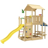Jungle Gym Spielturm JUNGLE GYM "Keep", gelb, Spieltürme, KinderB:419cm H:307cm T:181cm, Holz, Spielanlage mit Mini Market und Rutsche mit Wasseranschluss, B:419cm H:307cm T:181cm
