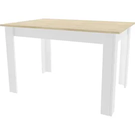 home collective Esszimmertisch Küchentisch, Platte aus Sonoma-Eiche, Holztisch Esstisch, 120 x 80 x 75 cm, 18 mm Dicke, Küche Wohnzimmer Sonoma-Eiche und weiß