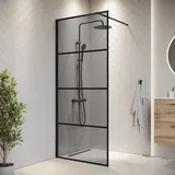 Badplaats Duschwand Essos 50 x 200cm - Grauglass - Glas Duschabtrennung Schwarz - Walk-In Dusche Nano Duschtrennwand