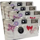 4X 1A PHOTO PORST Einwegkamera Edition Butterfly, Schmetterling, mit Blitz, Batterien und Film (4er Pack, je 27 Aufnahmen)