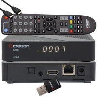 OCTAGON SX887 HD H.265 IP HEVC Smart Set-Top TV Box - Player, FTA Mediathek, DLNA, YouTube, Web-Radio, iOS & Android App, USB für Externe Festplatte, gratis EasyMouse HDMI-Kabel, 300Mbit WLAN Stick