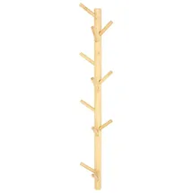 Dekoleidenschaft Wandgarderobe Bambus mit 11 Haken, braun, 100 cm hoch, im Scandi-Style, Flurgarderobe, vertikale Hakenleiste