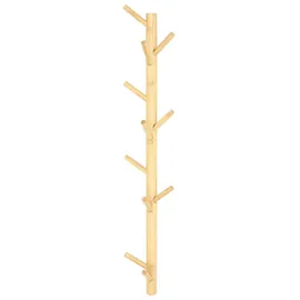 Dekoleidenschaft Wandgarderobe Bambus mit 11 Haken, braun, 100 cm hoch, im Scandi-Style, Flurgarderobe, vertikale Hakenleiste