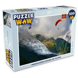 MuchoWow Puzzle Alpen – Gleitschirmfliegen – Schnee, 500 Puzzleteile, Foto-Puzzle, Bilderrätsel, Puzzlespiele, Spielzeug bunt