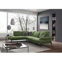 Ecksofa W.SCHILLIG "sherry" Sofas Gr. B/H/T: 302cm x 81cm x 230cm, Longlife Xtra-Leder Z69, Ottomane links, ohne Kopfteilverstellung-ohne Armlehnenverstellung, grün (green z69) mit Kopfstützenverstellung, Winkelfüße in Schwarz, Breite 302 cm