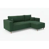 marpur Ecksofa Rio, Eckcouch in L-Form mit Schlaffunktion und Bettkasten, Grün, Cordstoff, Ottomane Universal