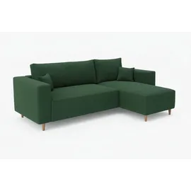 marpur Ecksofa Rio, Eckcouch in L-Form mit Schlaffunktion und Bettkasten, Grün, Cordstoff, Ottomane Universal