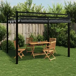 Gartenpavillon mit Ausziehbarem Dach Anthrazit 3x3 m Aluminium