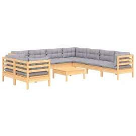 vidaXL Garten-Lounge-Set 10-tlg. grau Kiefer