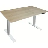 Home Deluxe - Höhenverstellbarer Schreibtisch LUMINA - Gestell: Weiß, Platte: Eiche, Maße: 160 x 80 cm, Kohlenstoffstahl, inkl. USB Stecker und ...