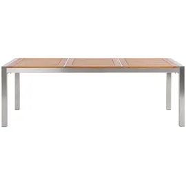 Beliani Gartentisch 220 x 100 x 74 cm Hellbraun/Silber