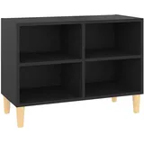 vidaXL TV-Schrank mit Massivholz-Beinen Schwarz 69,5x30x50 cm