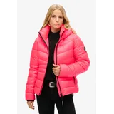 Superdry Damen Wattierte Fuji Steppjacke mit Kapuze Hyper Feuer Pink 42 - 42