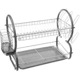 5five simply smart Metallabtropfgestell 2 Ebenen mit Grauer Platte - Abtropffläche, Metall und Kunststoff, Abmessungen 43x24,5x38 cm