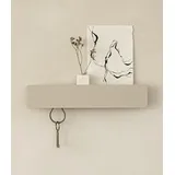 Kazai. Schlüsselbrett 'Kian' | Minimalistisches Schlüsselhaken-Design aus Berlin | Moderner Schlüsselhalter mit Ablage aus Metall | Schlüsselregal als Flur Möbel für die Wand | Taupe