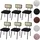 Mendler 6er-Set Esszimmerstuhl HWC-K88, Lehnstuhl Stuhl, Holz Poly-Rattan Metall Bouclé ~ Stoff/Textil schwarz