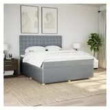 vidaXL Boxspringbett mit Matratze Hellgrau 180x200 cm Stoff