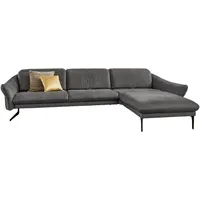 Himolla Ecksofa, Grau, Leder, Echtleder, 3-Sitzer, Ottomane rechts, L-Form, 330x204 cm, Blauer Engel, Goldenes M, Emas, Typenauswahl, Fußauswahl, Lederauswahl, planbar, Sitzqualitäten, seitenverkehrt erhältlich, Hocker Rücken echt, individuell planbar, Wohnzimmer, Sofas & Couches, Wohnlandschaften, Ecksofas