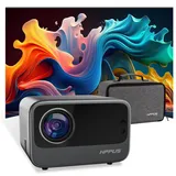 【Elektrischer Fokus/Trapezkorrektur】 HausKit Mini Smart Beamer 4K Android Projektor Full HD 1080P Heimkino WiFi 6 Bluetooth Video Minibeamer Handy kompatibel mit Smartphone/Fire Stick