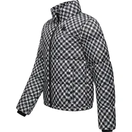 Ragwear Damen, Steppjacke warme Winterjacke wasserdicht kurz mit Hahnentritt Muster Serah Print YOUMODO Black Gr. 5XL - 5XL