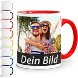 SpecialMe® Fototasse mit eigenem Bild personalisiert Fotogeschenke Tasse selber gestalten mit eigenem Foto und Text weiss-innen-rot standard