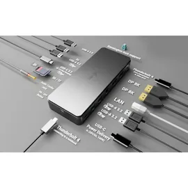 iTEC i-tec Thunderbolt 4 Dock Gen3 - 8K/4K, 2x DP, 1x 2.5 GBit LAN, 4x USB-A (5 Gbps), 1x USB-A 2.0, 1x USB-C, SD/FC, 92W PD, 140W USB-C Netzteil