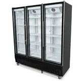 Romux® Glastürkühlschrank MC 1500 Liter 3 Türen Belüftet Schwarz | Professioneller Getränkekühlschrank mit Glastür & LED